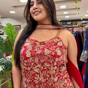 ruby floral indo western set