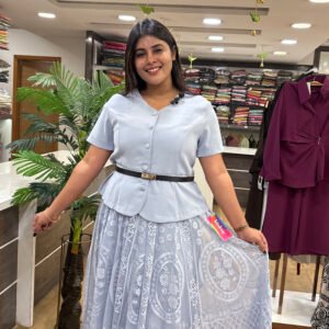 korean style skirt with waist belt